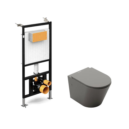 Pack inodoro suspendido gris mate Venecia + cisterna empotrada - The Bath
