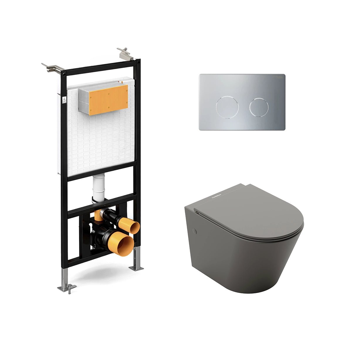 Pack inodoro suspendido gris mate Venecia + cisterna empotrada - The Bath