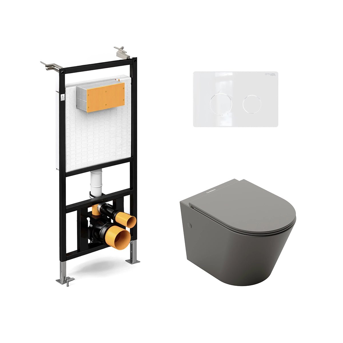 Pack inodoro suspendido gris mate Venecia + cisterna empotrada - The Bath