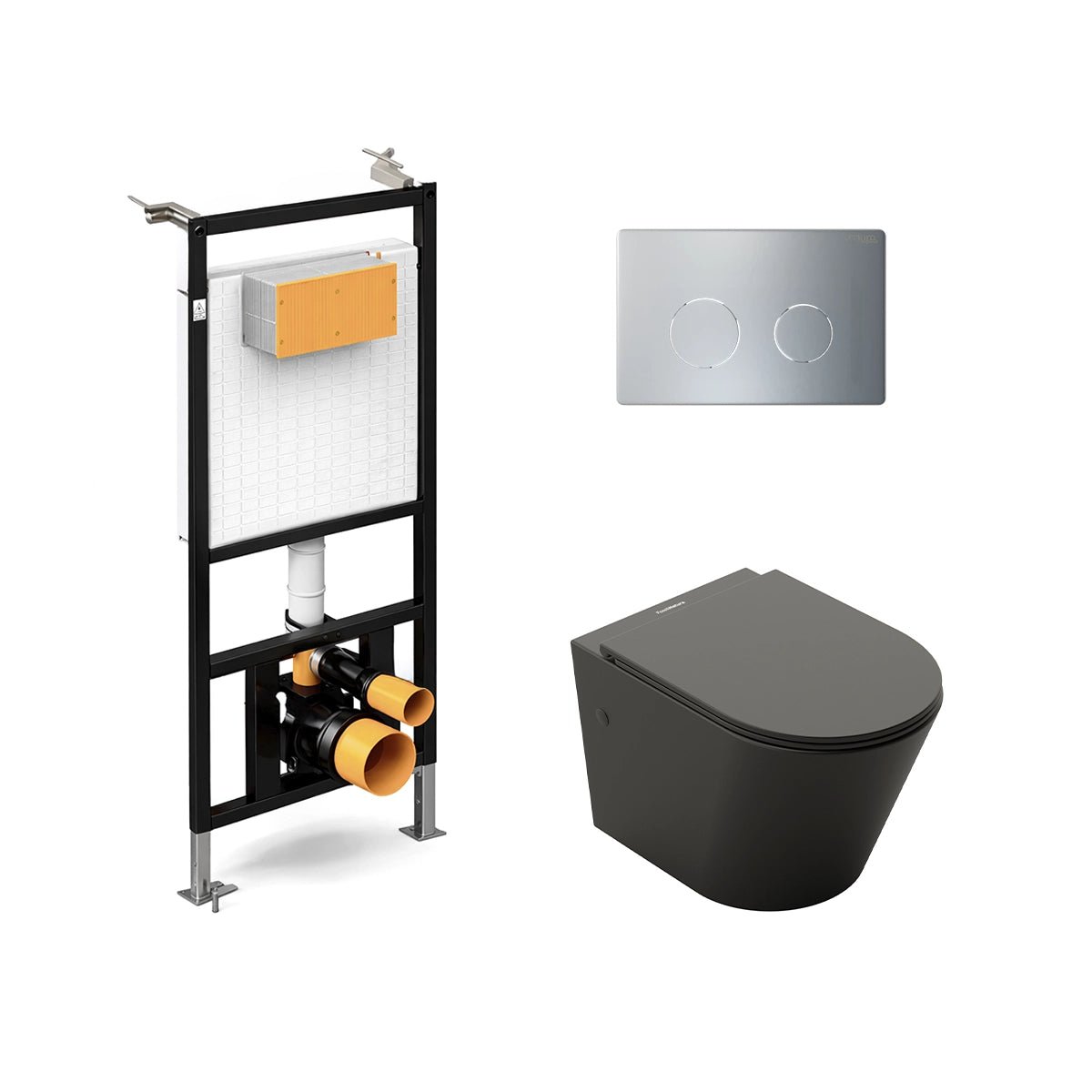 Pack inodoro suspendido negro mate Venecia + cisterna empotrada - The Bath