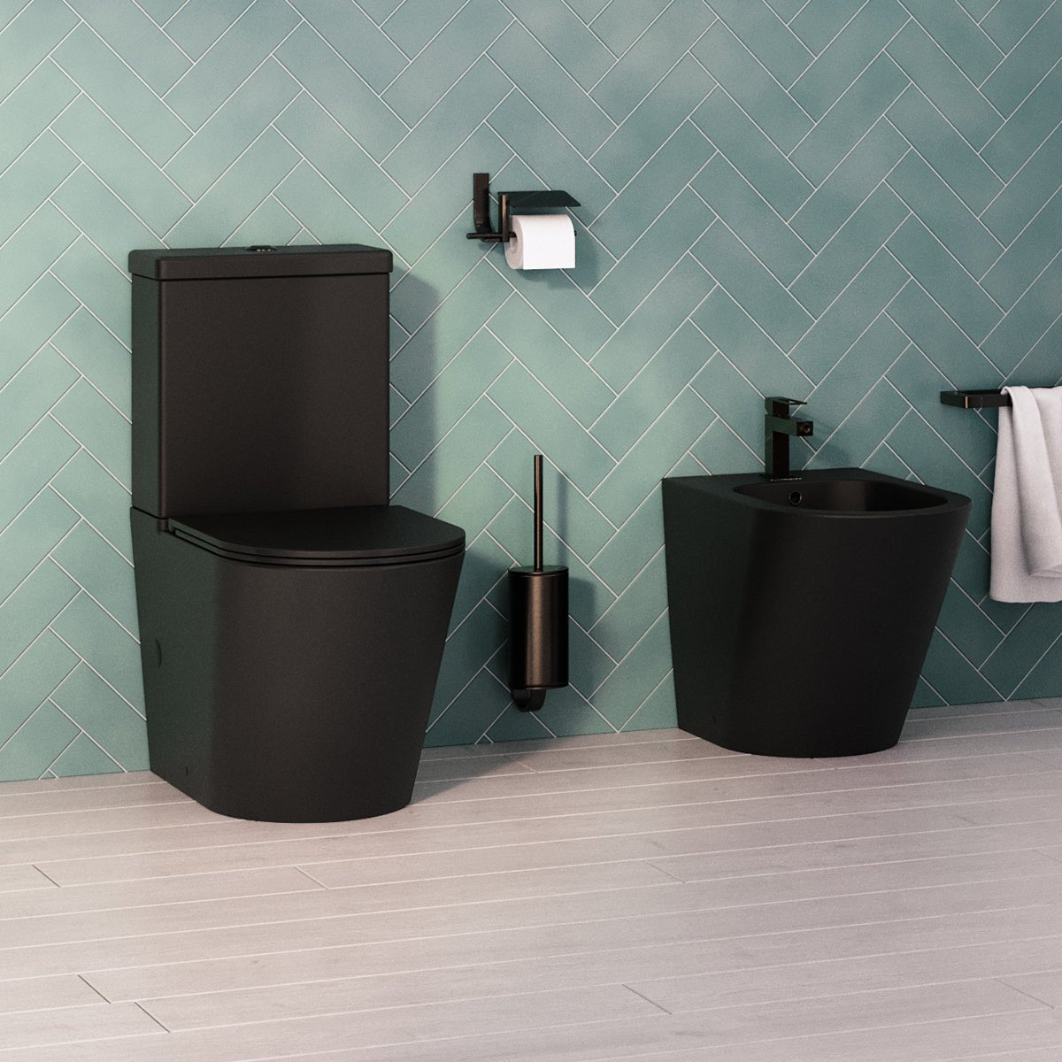 Inodoro tanque bajo negro mate Venecia