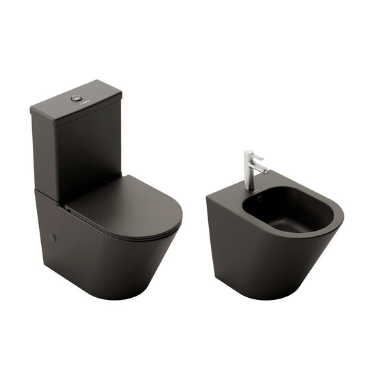 Pack inodoro tanque bajo + bidé negro mate Venecia - The Bath