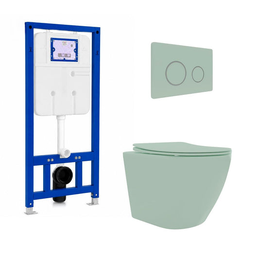Pack inodoro verde menta + cisterna empotrada - The Bath