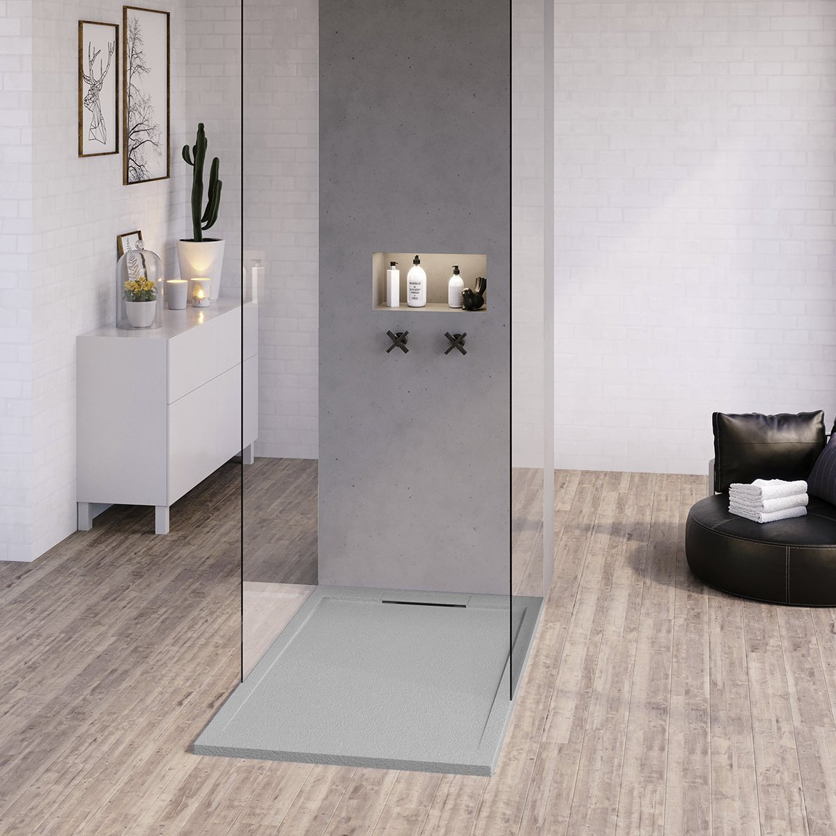 Plato de ducha resina textura pizarra Carnac