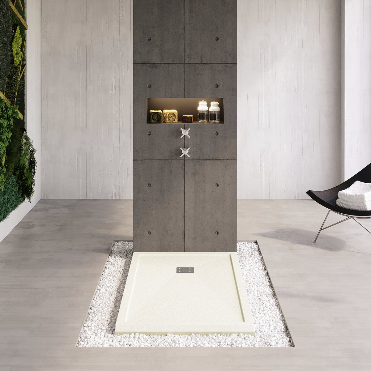 Plato de ducha resina textura pizarra Bay - The Bath