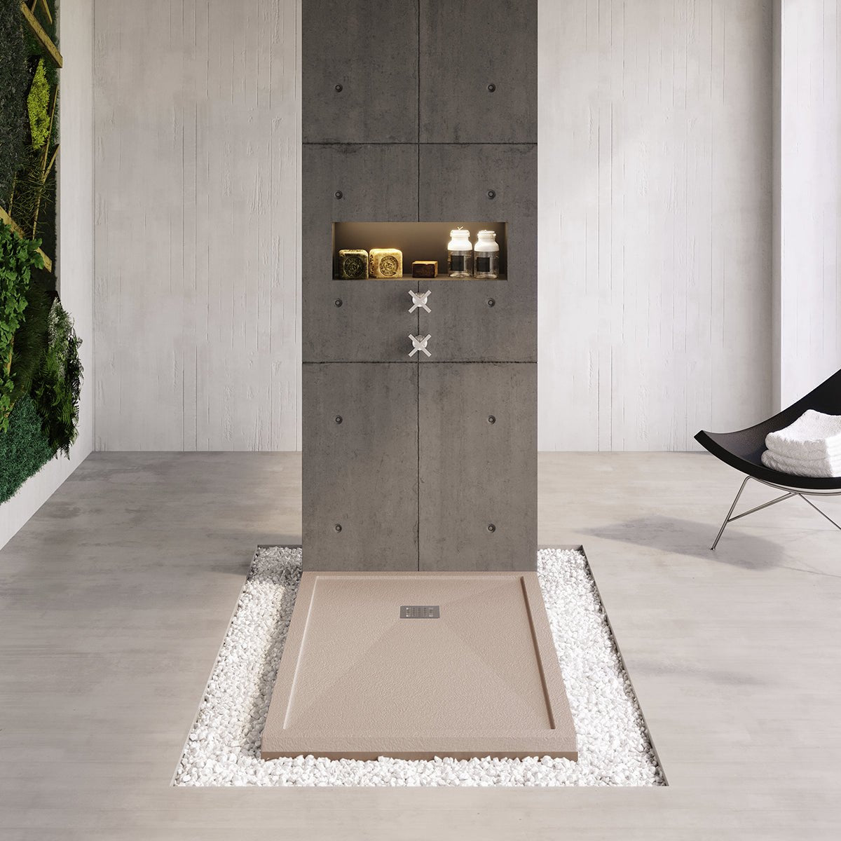 Plato de ducha resina textura pizarra Bay - The Bath