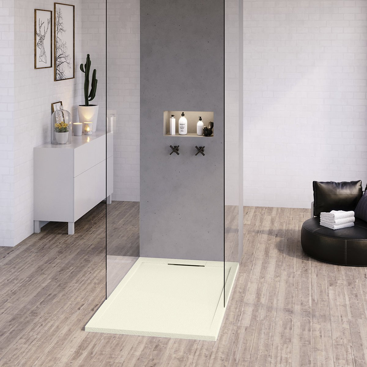 Plato de ducha resina textura pizarra Carnac - The Bath