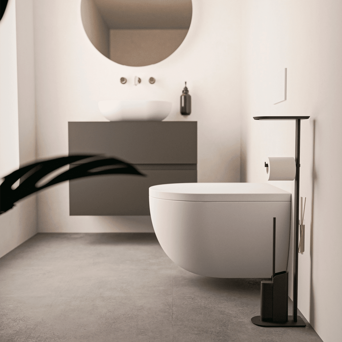 Portarrollos y escobillero de pie Flat - The Bath