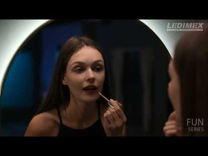 Espelho de casa de banho retroiluminado em ouro escovado Fun