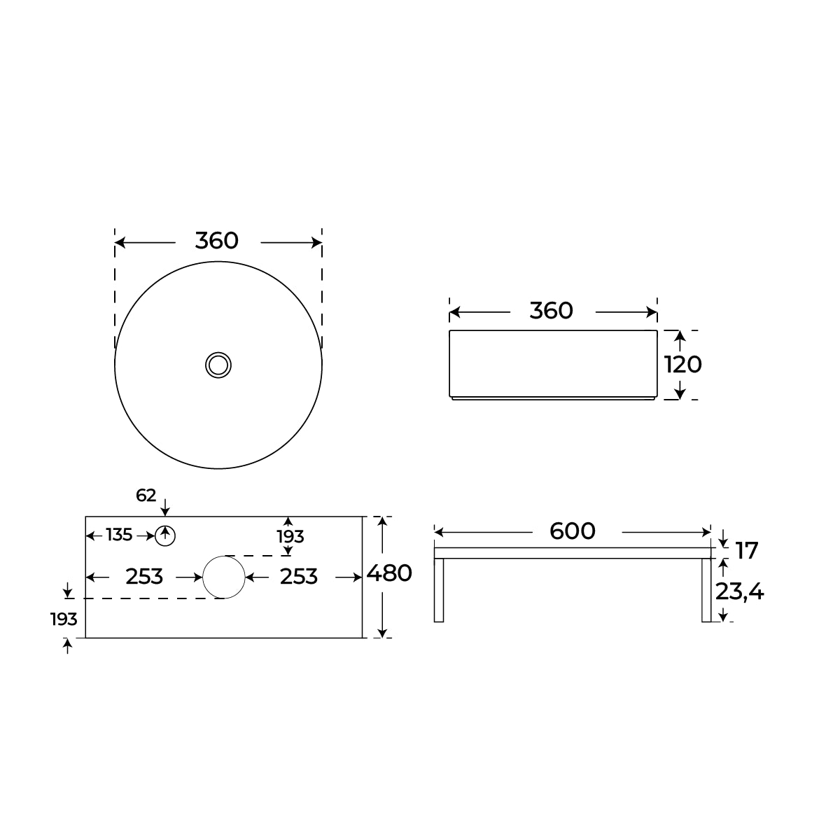 Lavabo y encimera Saona Round - Thebath