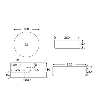Lavabo y encimera Saona Round - Thebath
