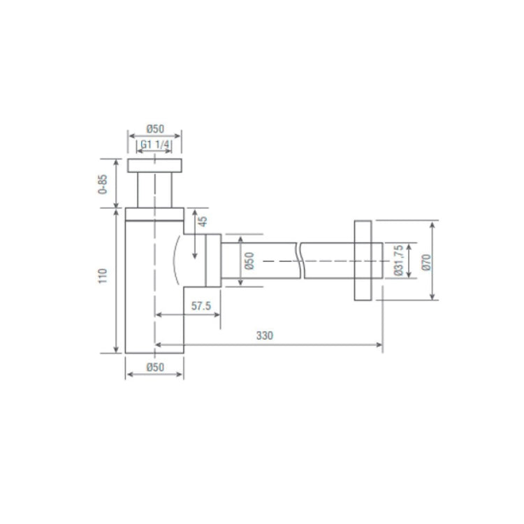 Sifão exposto a ouro escovado