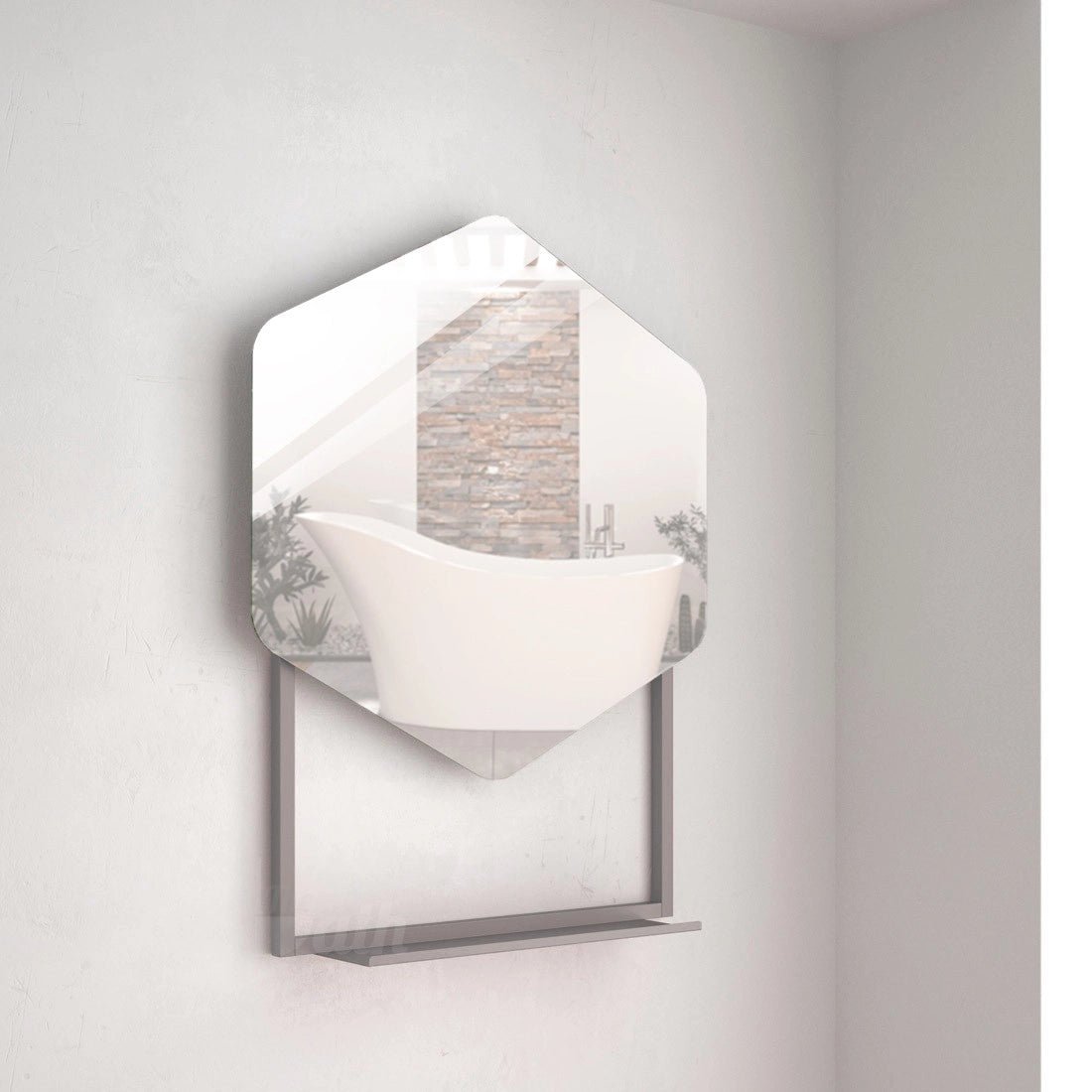 Soporte metálico con repisa para espejo
