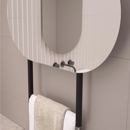 Soporte metálico de techo con toallero para espejo