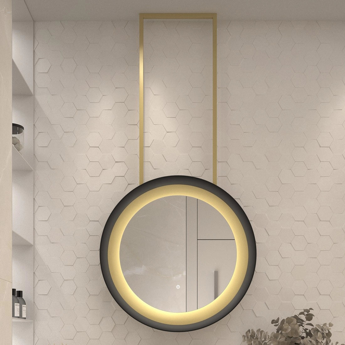 Soporte metálico de techo para espejo