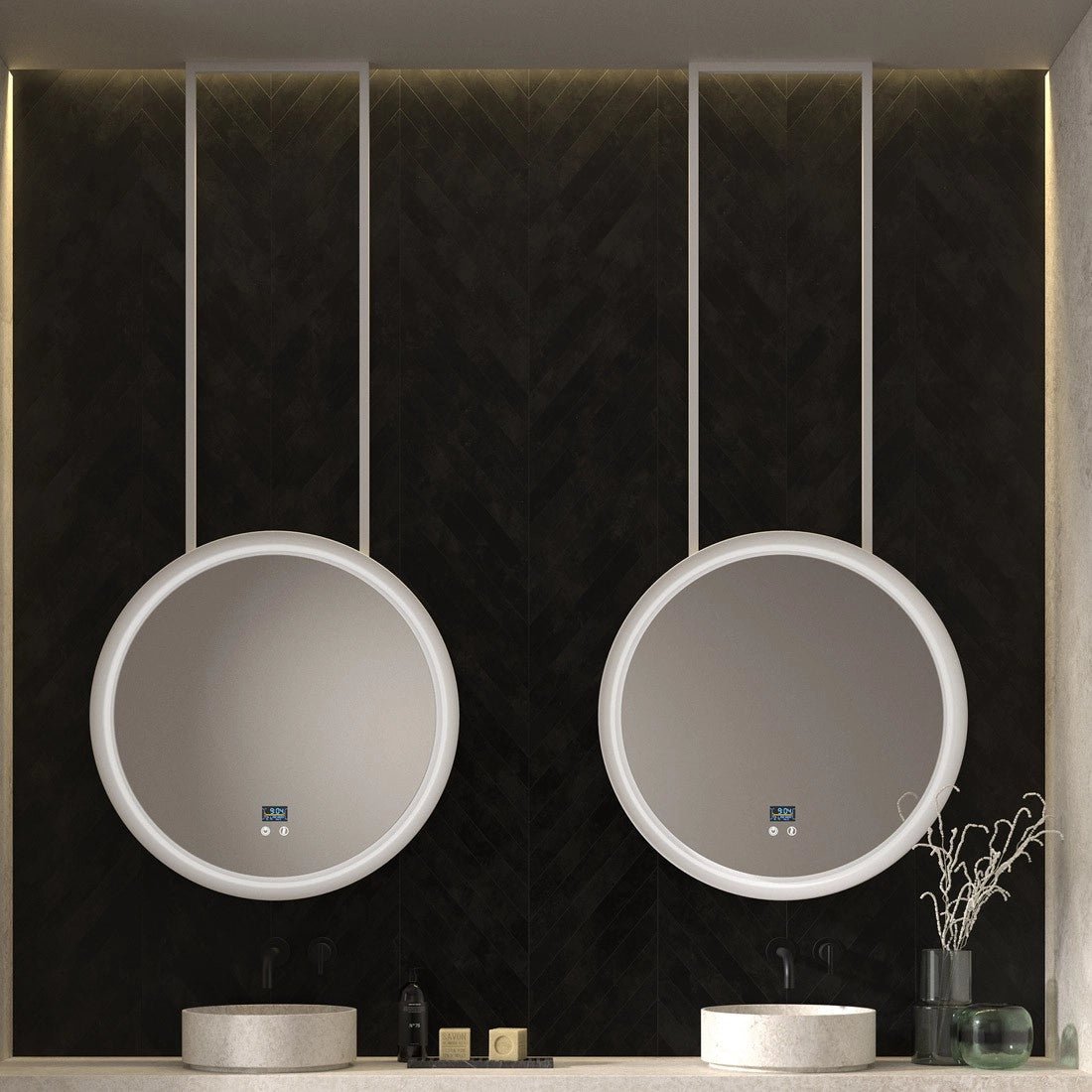 Soporte metálico de techo para espejo