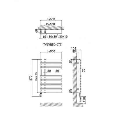 Toallero eléctrico digital Oval Venezia