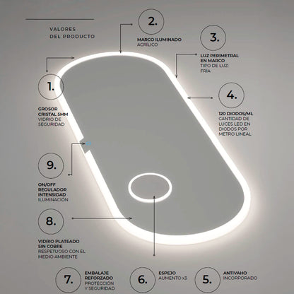 Espelho de casa de banho de aumento Indiana