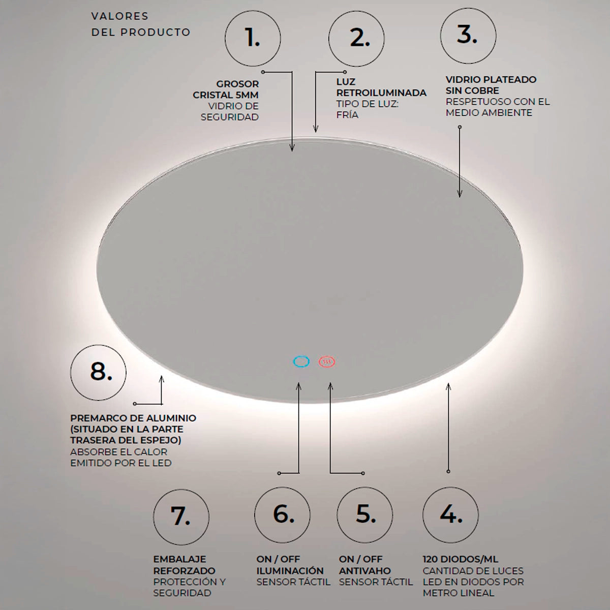 Espelho moderno com luz led Lisboa