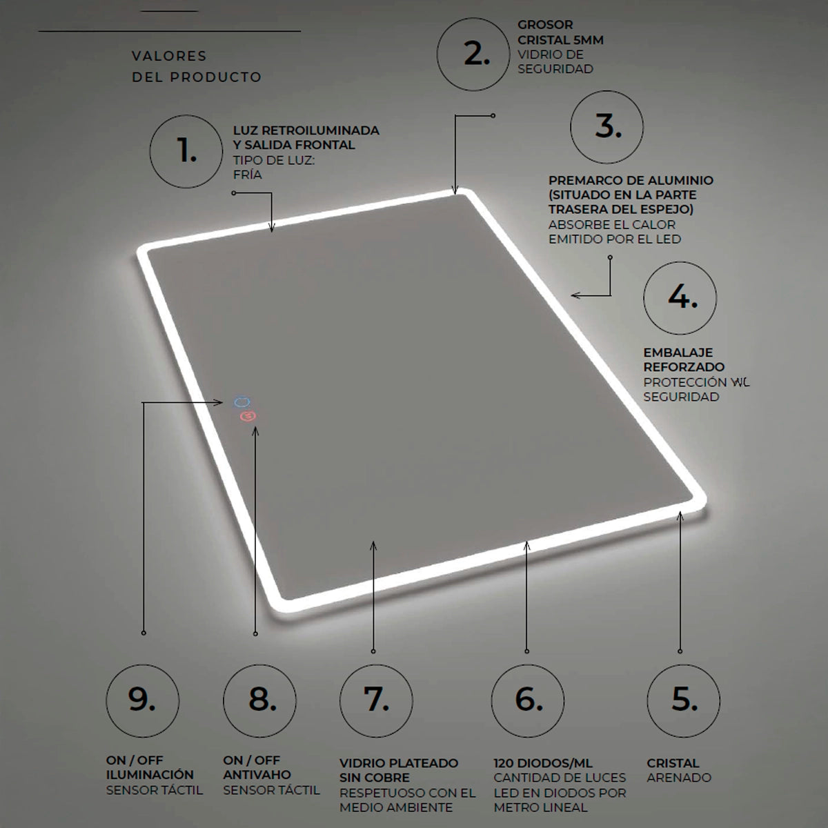 Espelho com bordas arredondadas Praga