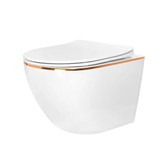 WC diseño con franja dorada Zurca